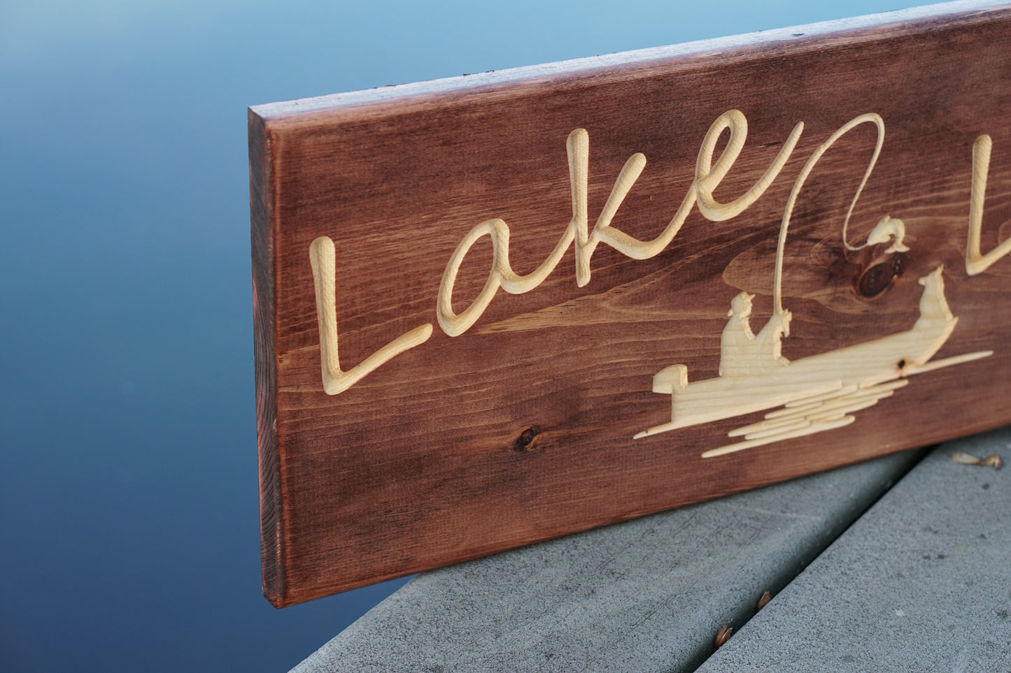 Lake Life Sign with Fisherman