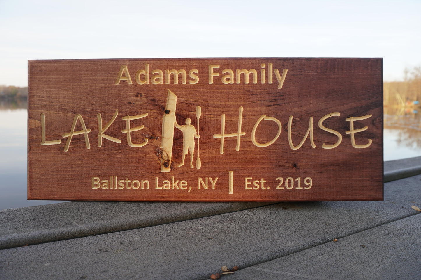 Custom Name and Lake Sign with Kayak