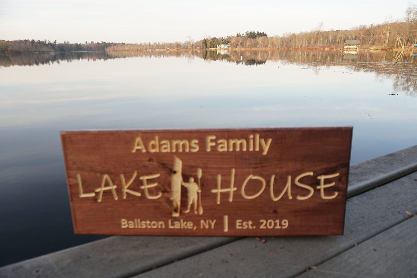 Custom Name and Lake Sign with Kayak