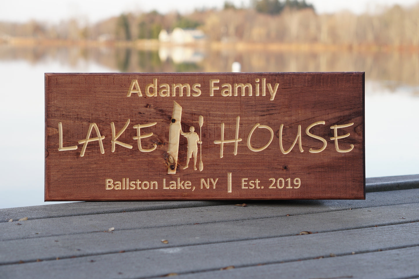 Custom Name and Lake Sign with Kayak